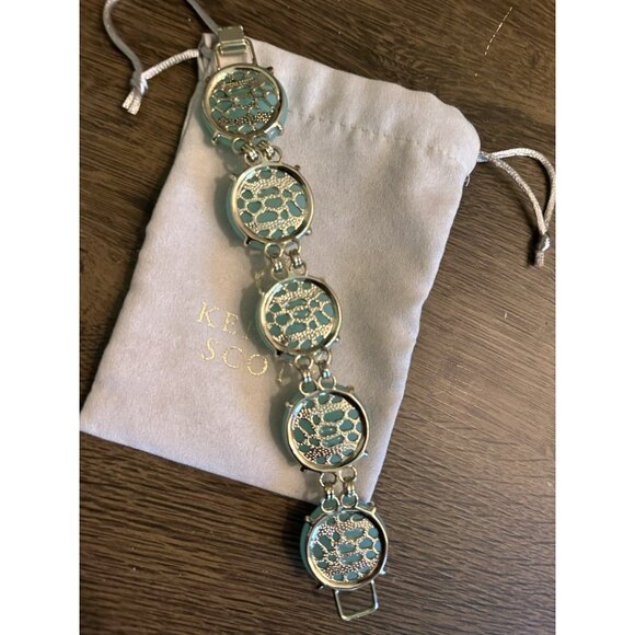 Kendra Scott Cassie Bracelet Faceted Gumdrop Round Statement Chalcedony Gold - Picture 4 of 4